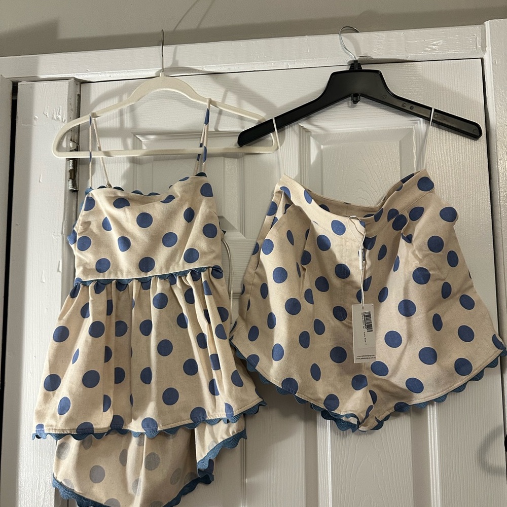 Petal & Pup Blue Polka Dot Top and Shorts Set
